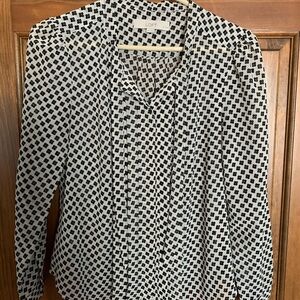 LOFT Monochrome Patterned Tie Neck Blouse